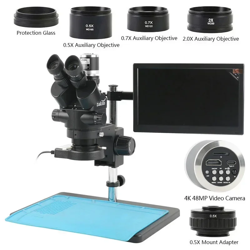 Trinocular Stereo Microscope 7X-45X - Microscópio estéreo trinocular simul focal 3.5x