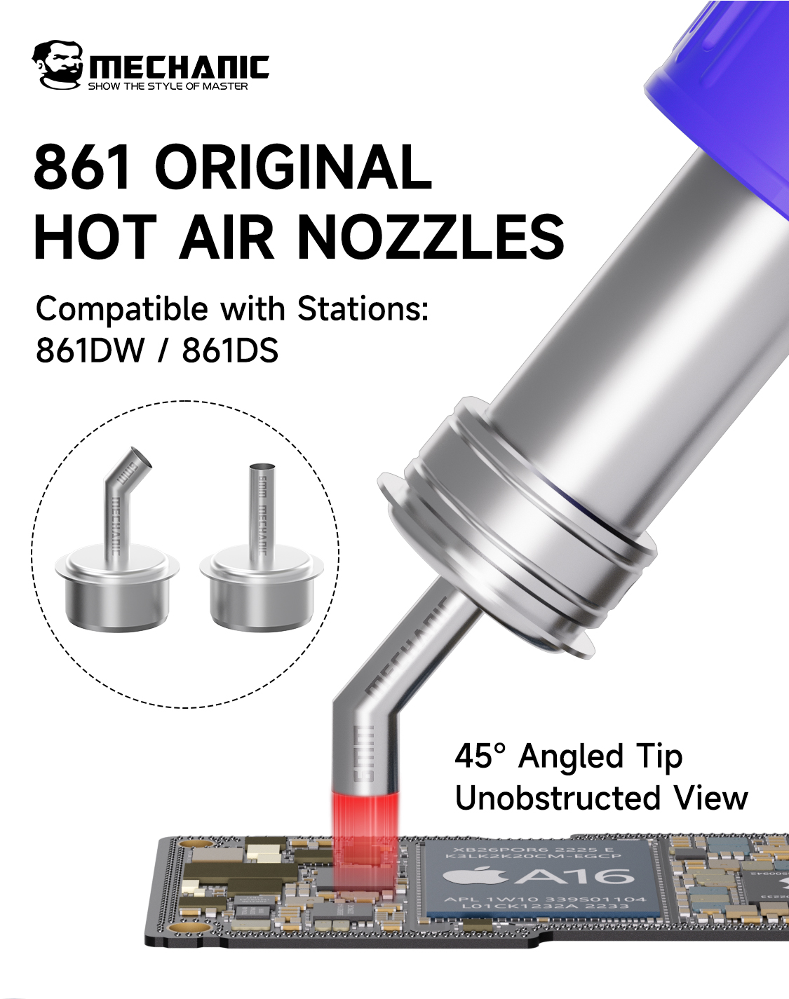 Hot Air Rework Station 861Dw - Kit de Bicos de Ar Quente