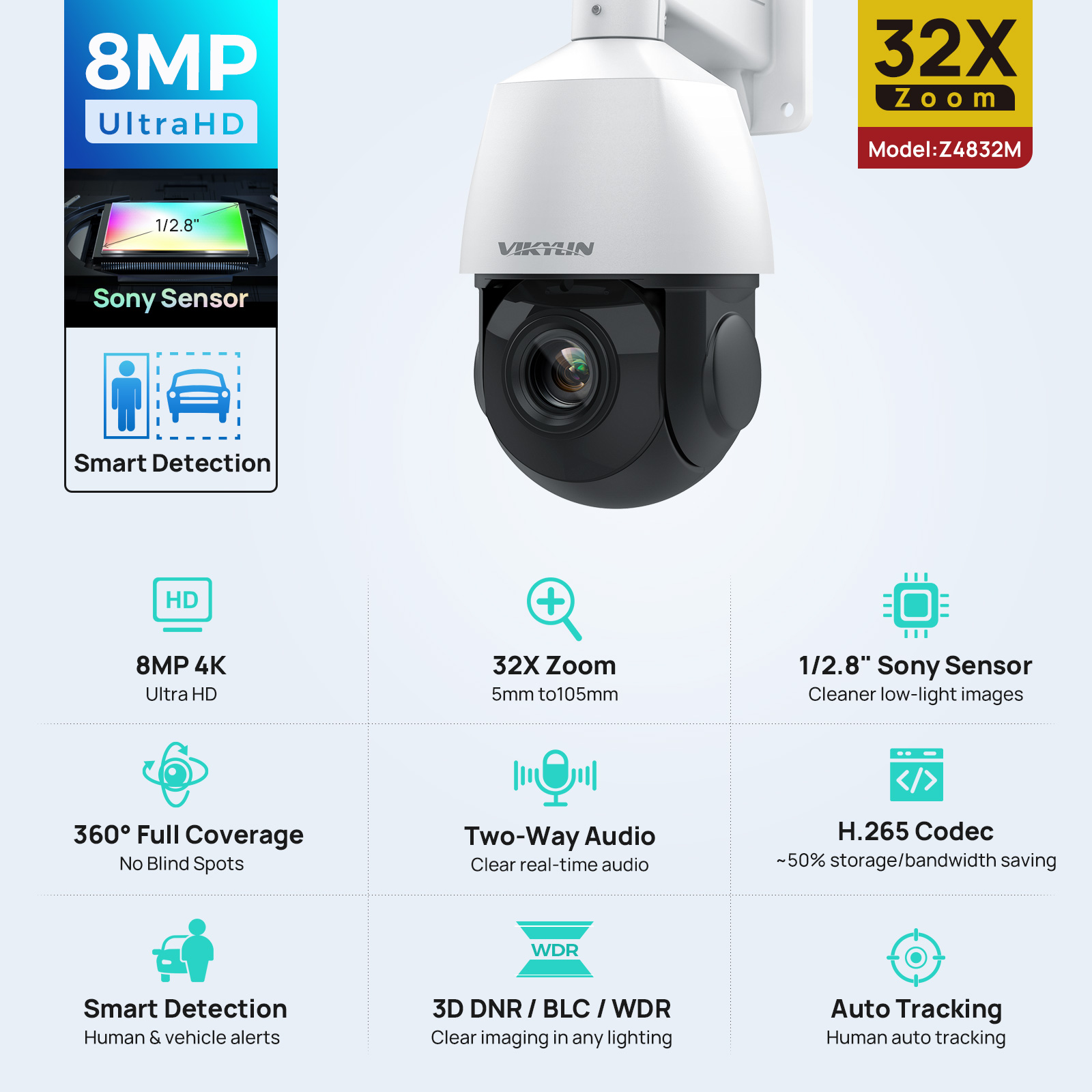 4K Microscope Camera Sony Sensor - Câmera IP Vikylin 4K 8MP PTZ