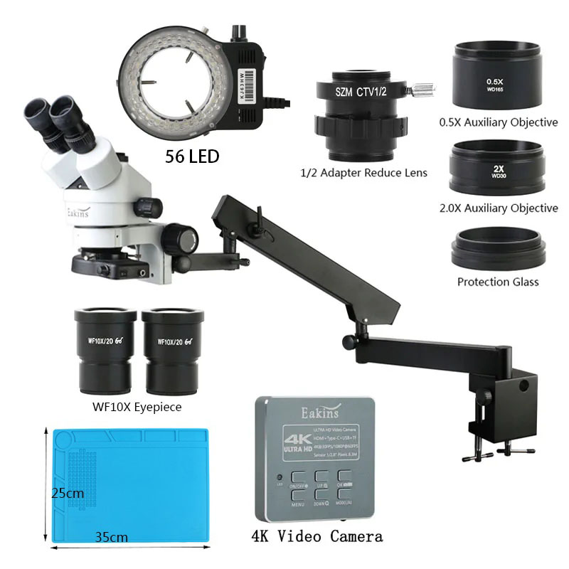 Simul-Focal Industrial Microscope 4K Hdmi - Microscópio estéreo trinocular industrial simul focal