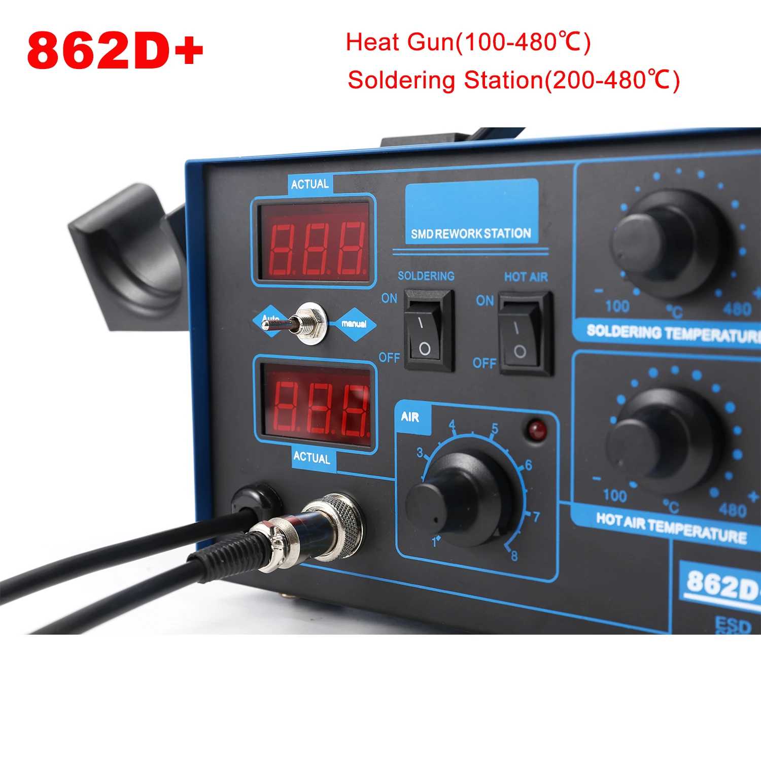 2 In 1 Soldering Rework Station 750W - Estação de solda 862D+ 2 em
