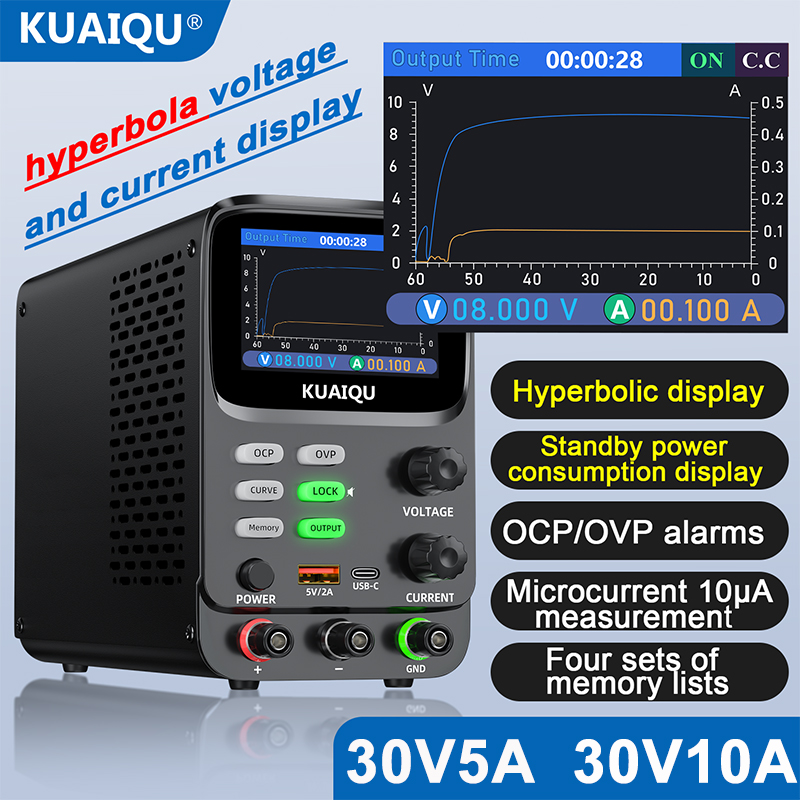 KUAIQU 5 dígitos Ultra precisã - High Precision Dc Power Supply 30V 10A avaliação e preço