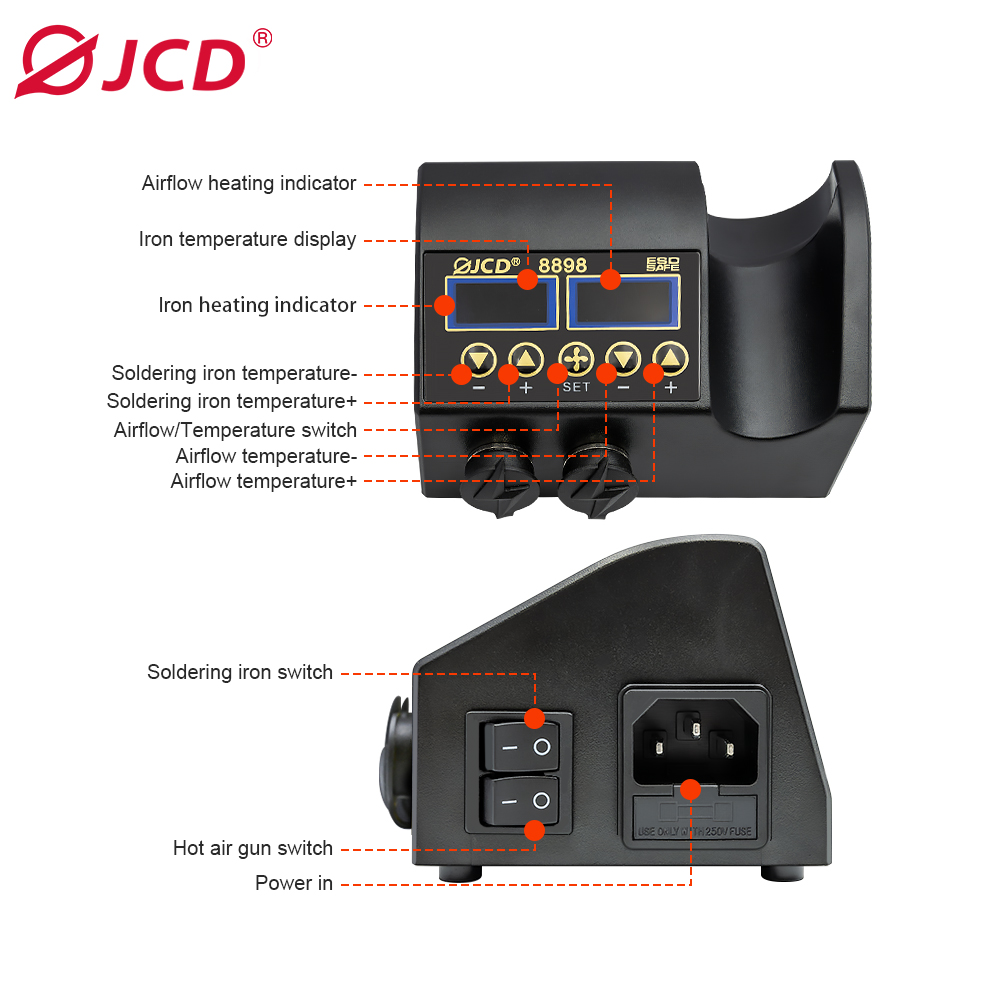 Jcd 8898 750w estação de solda - 2 In 1 Soldering Rework Station 750W avaliação e preço