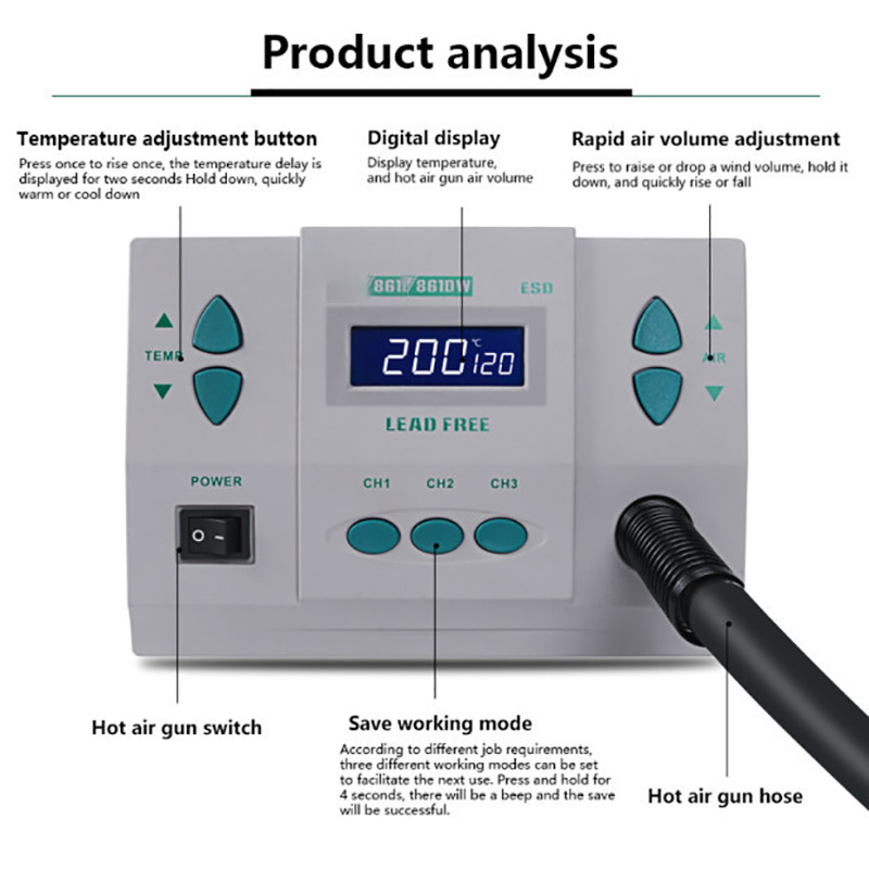 1000W220/110V 861DW HeatGun Es - Hot Air Rework Station 861Dw avaliação e preço