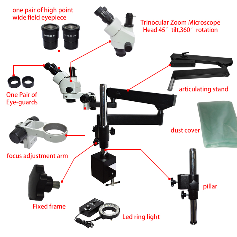 Braço articulado móvel flexíve - Articulating Arm Boom Stand Microscope avaliação e preço