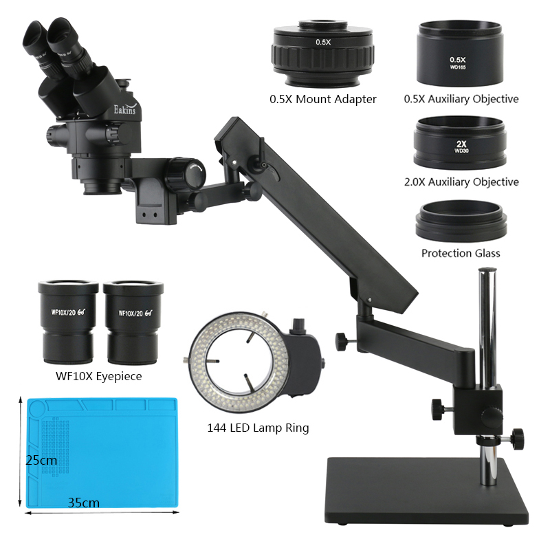 Base de mesa com braço articul - Trinocular Stereo Microscope 7X-45X avaliação e preço
